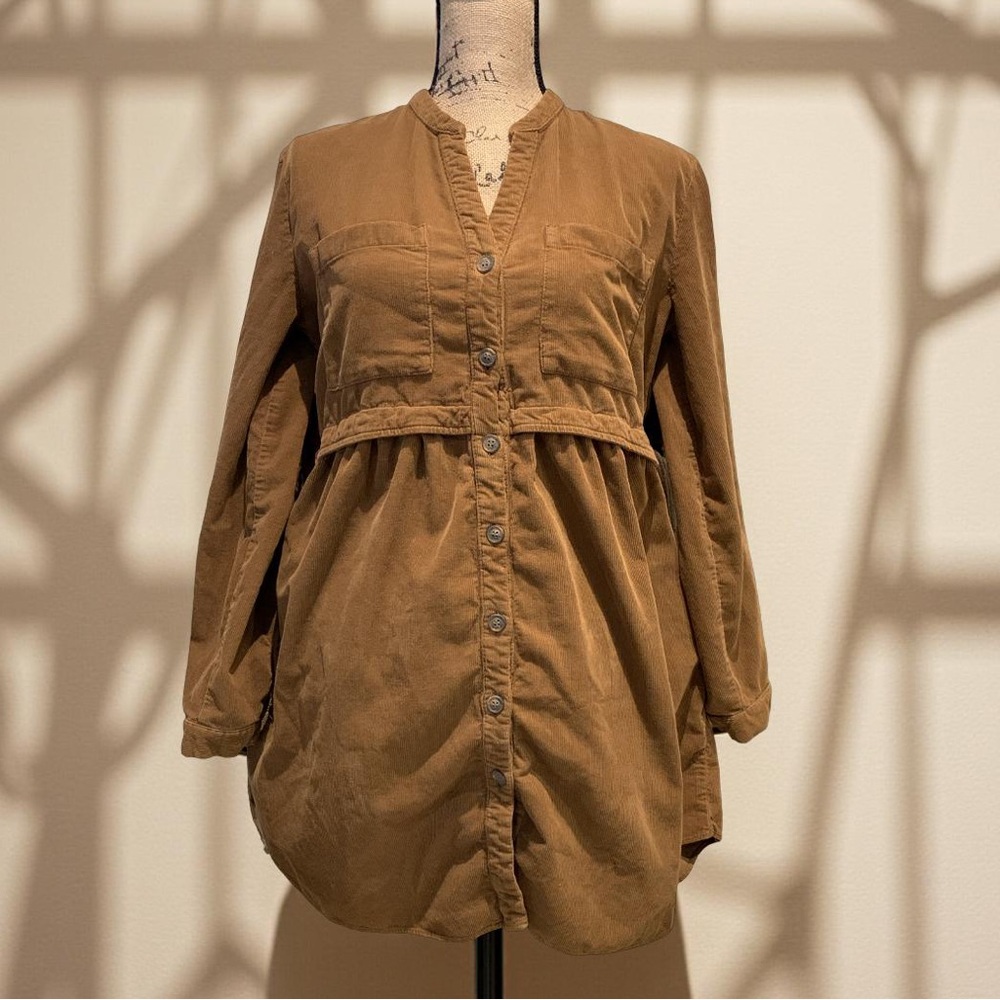 Zara Brown Corduroy Shirt Dress M